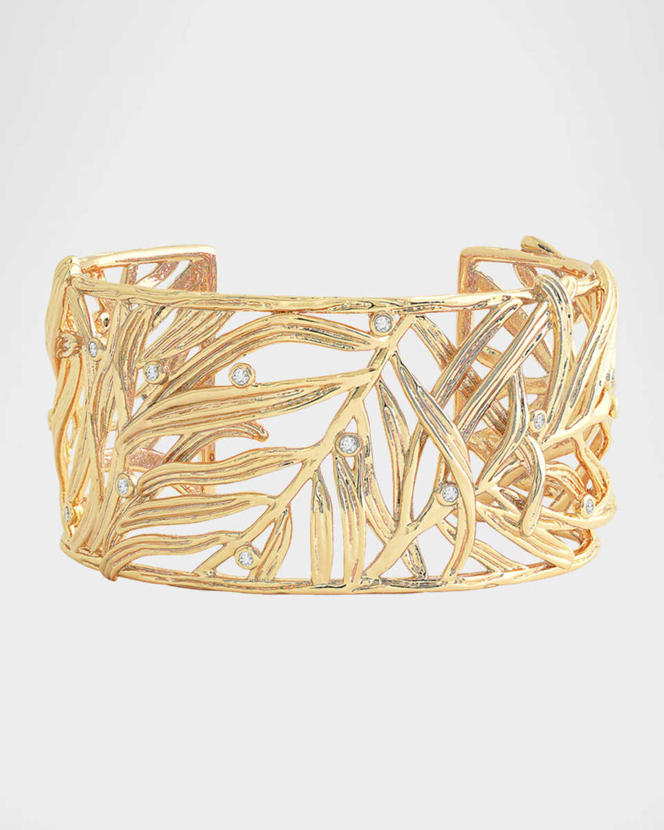 Cubic Zirconia Palm Leaves Cuff Bracelet